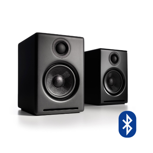 Parlantes Activos A2+ Wireless en negro, 60W potencia, Bluetooth aptX, formato compacto