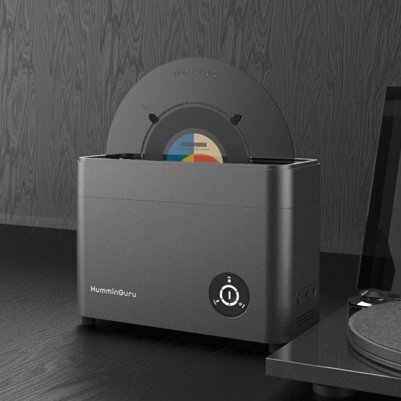 Adaptador vinilos 7" Humminguru - Vista lateral mostrando instalación en lavadora HG01