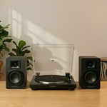 Tornamesa automática Audio-Technica AT-LP60X negra con aguja ATN3600LC y parlantes activos