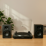 Tornamesa automática Audio-Technica AT-LP60X negra con aguja ATN3600LC y parlantes activos