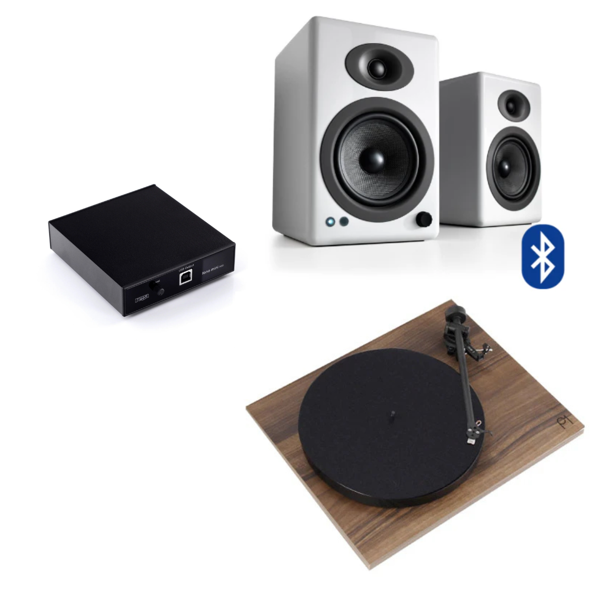 Pack Tornamesa Planar 1 Matt + Preamplificador A2D + Parlantes A5+ Wireless