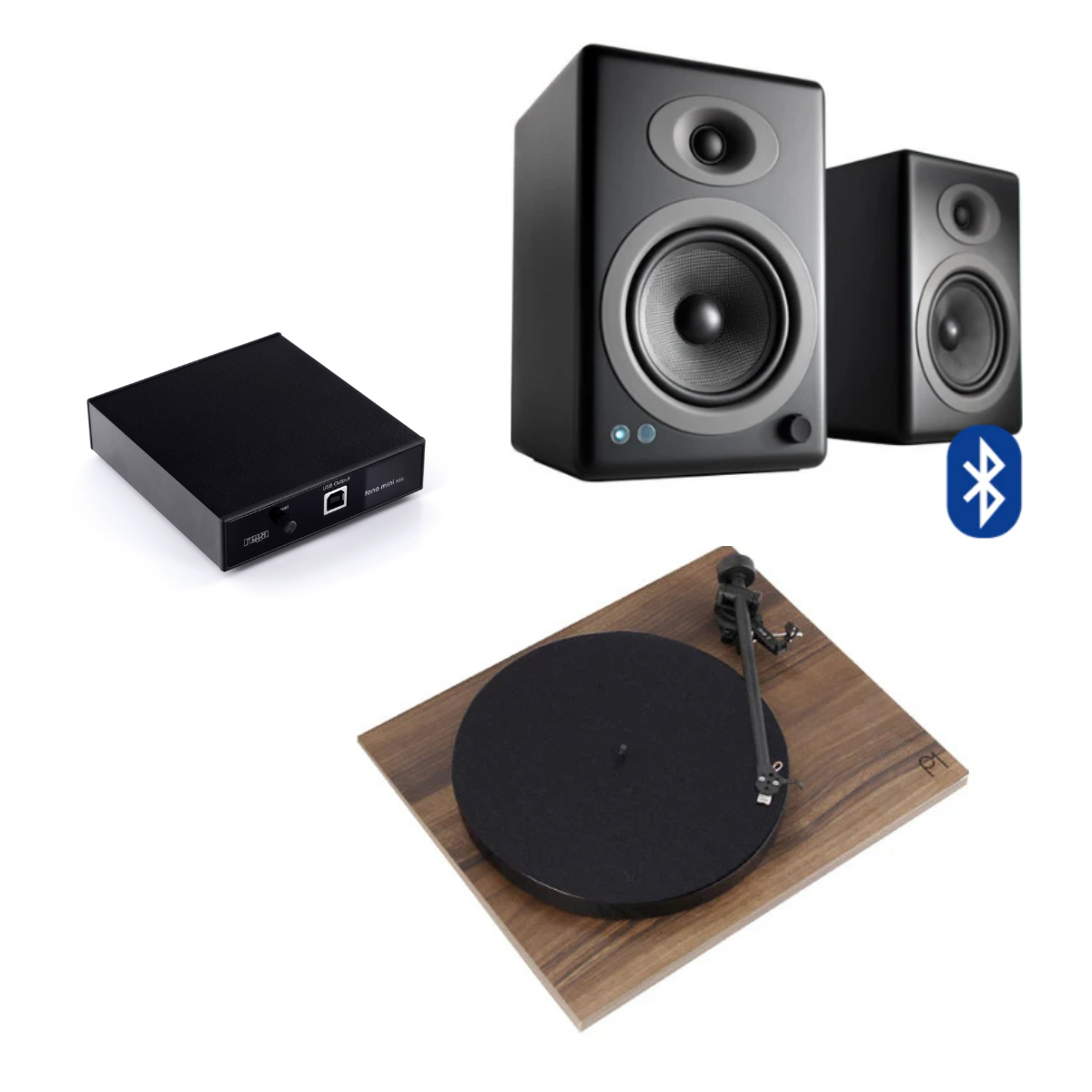 Pack Tornamesa Planar 1 Matt + Preamplificador A2D + Parlantes A5+ Wireless