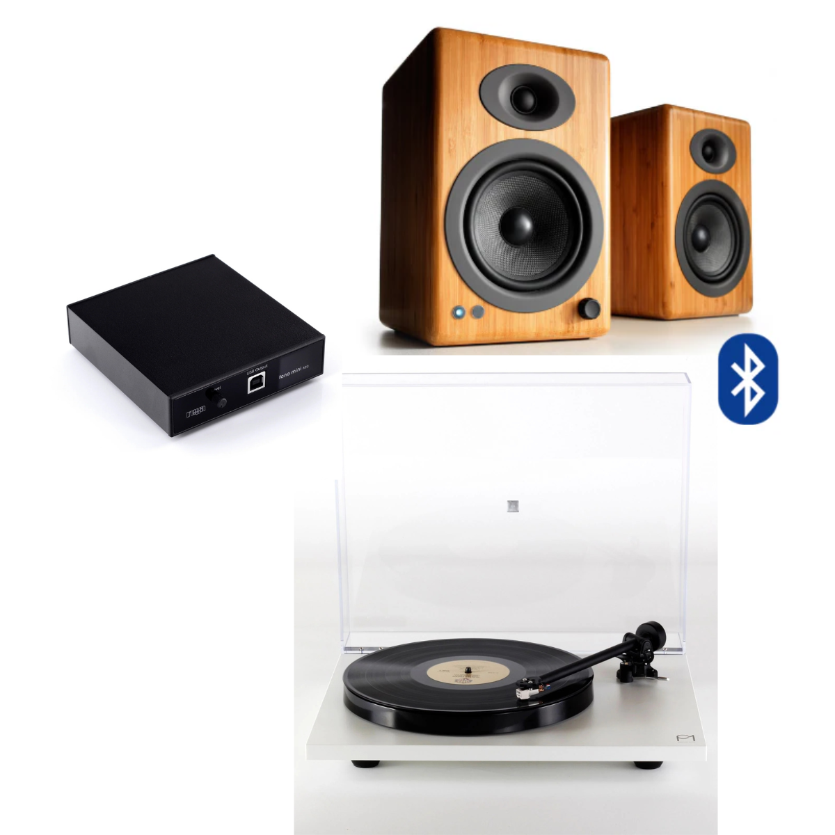 Pack Tornamesa Planar 1 Matt + Preamplificador A2D + Parlantes A5+ Wireless