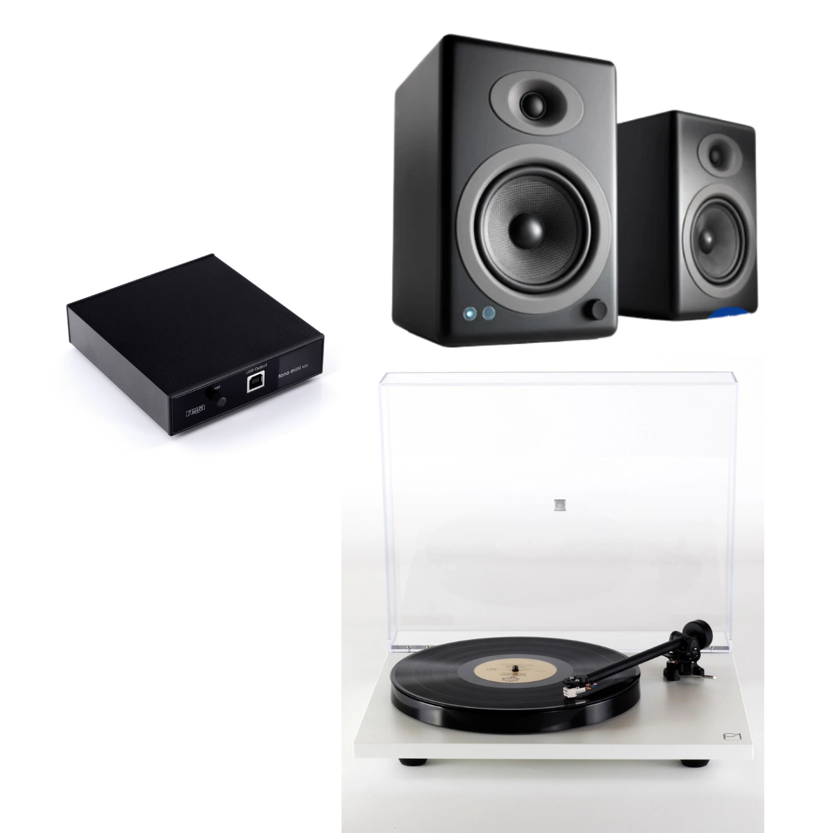 Pack Tornamesa Planar 1 Matt + Preamplificador A2D + Parlantes A5+