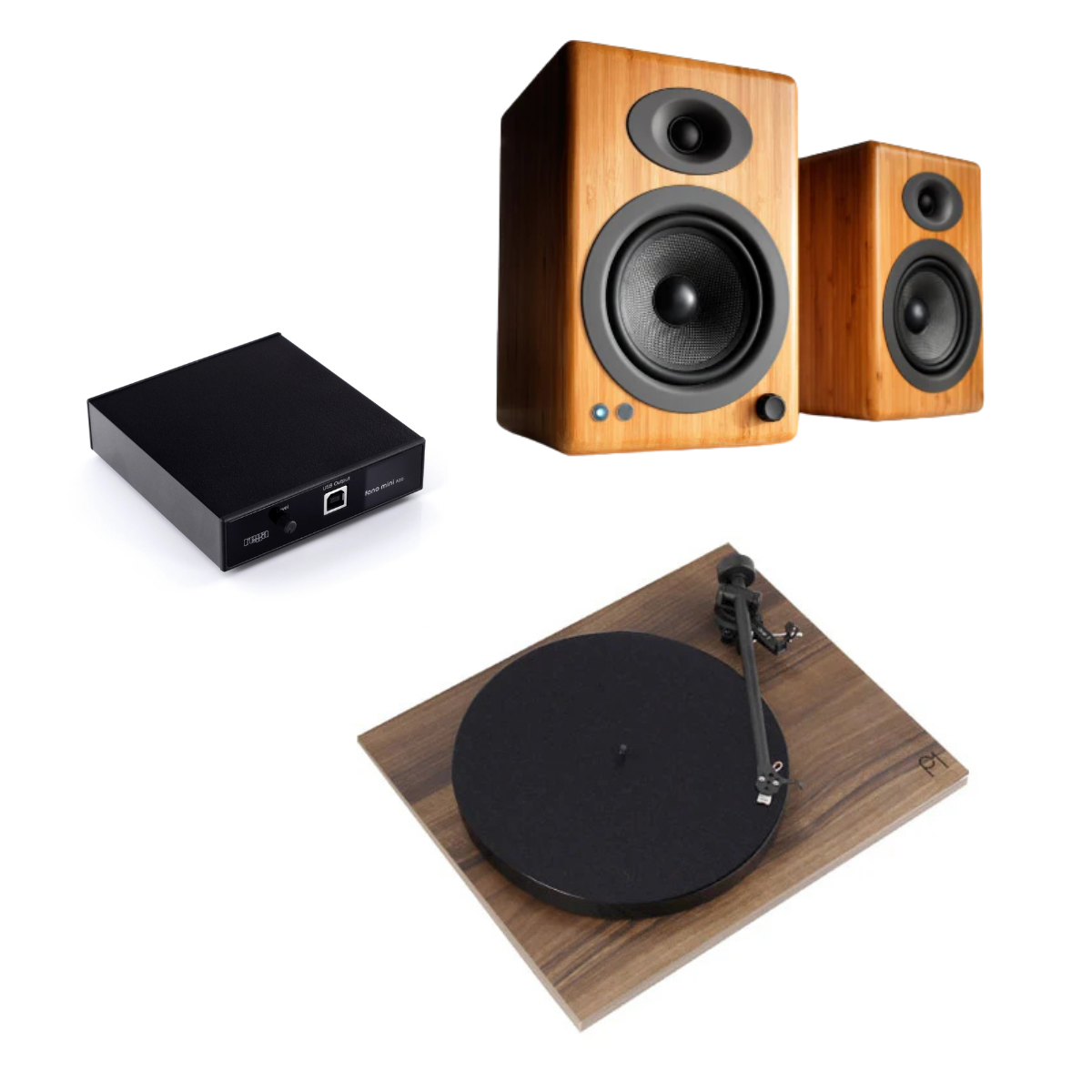 Pack Tornamesa Planar 1 Matt + Preamplificador A2D + Parlantes A5+