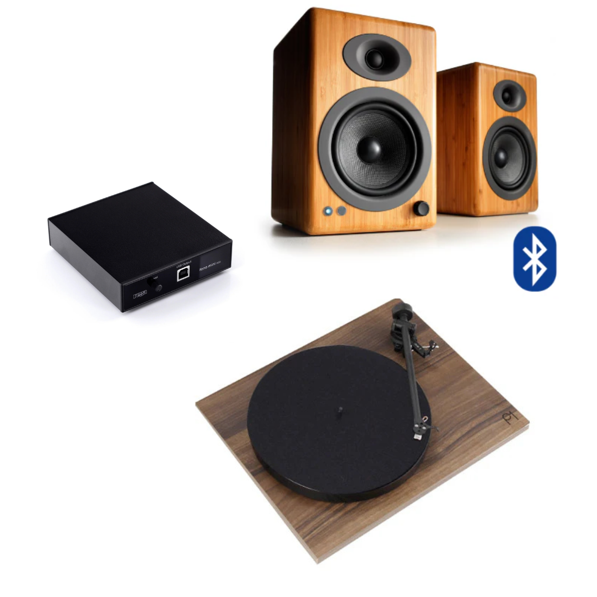Pack Tornamesa Planar 1 Matt + Preamplificador A2D + Parlantes A5+ Wireless