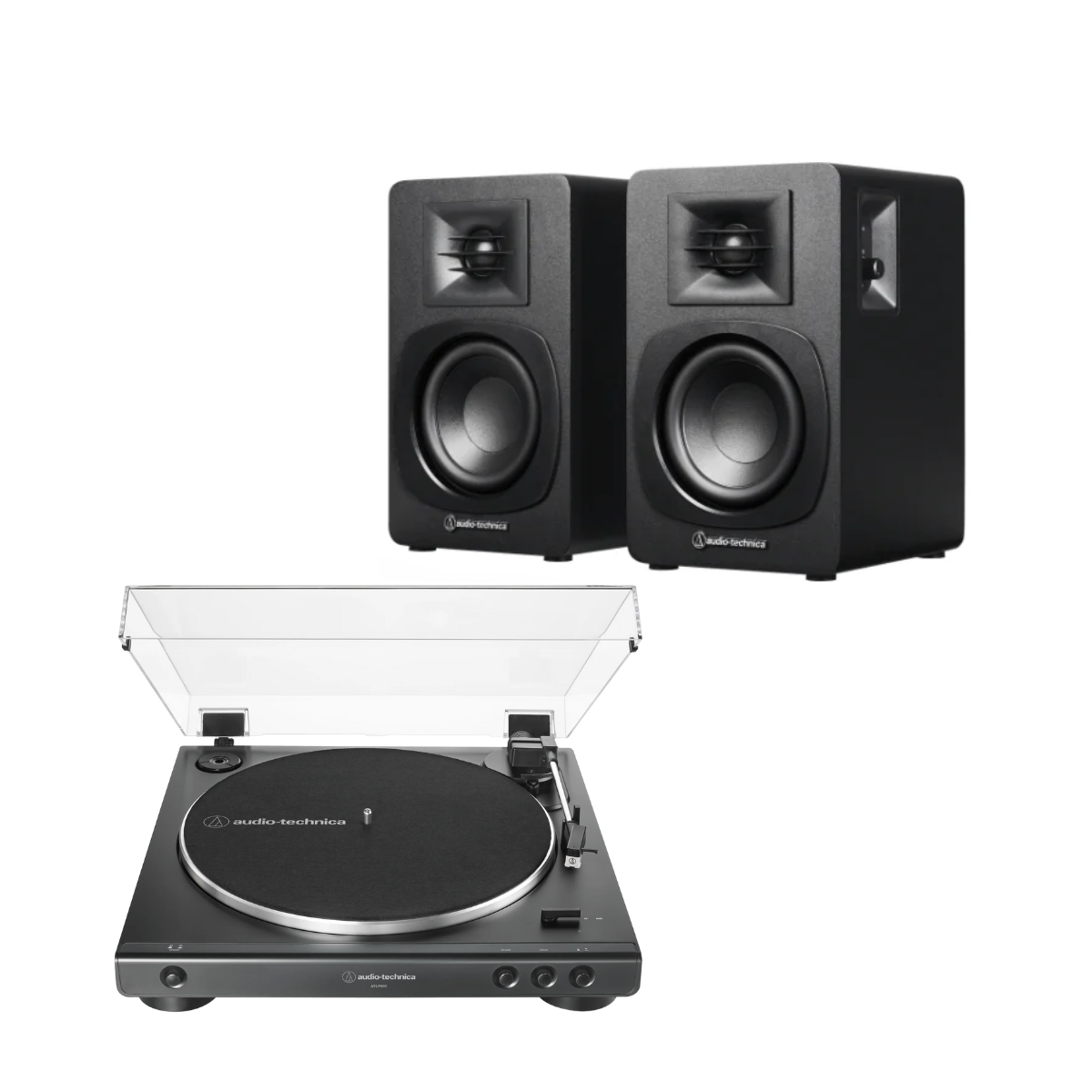 Pack tornamesa Audio-Technica AT-LP60X y parlantes AT-SP3X