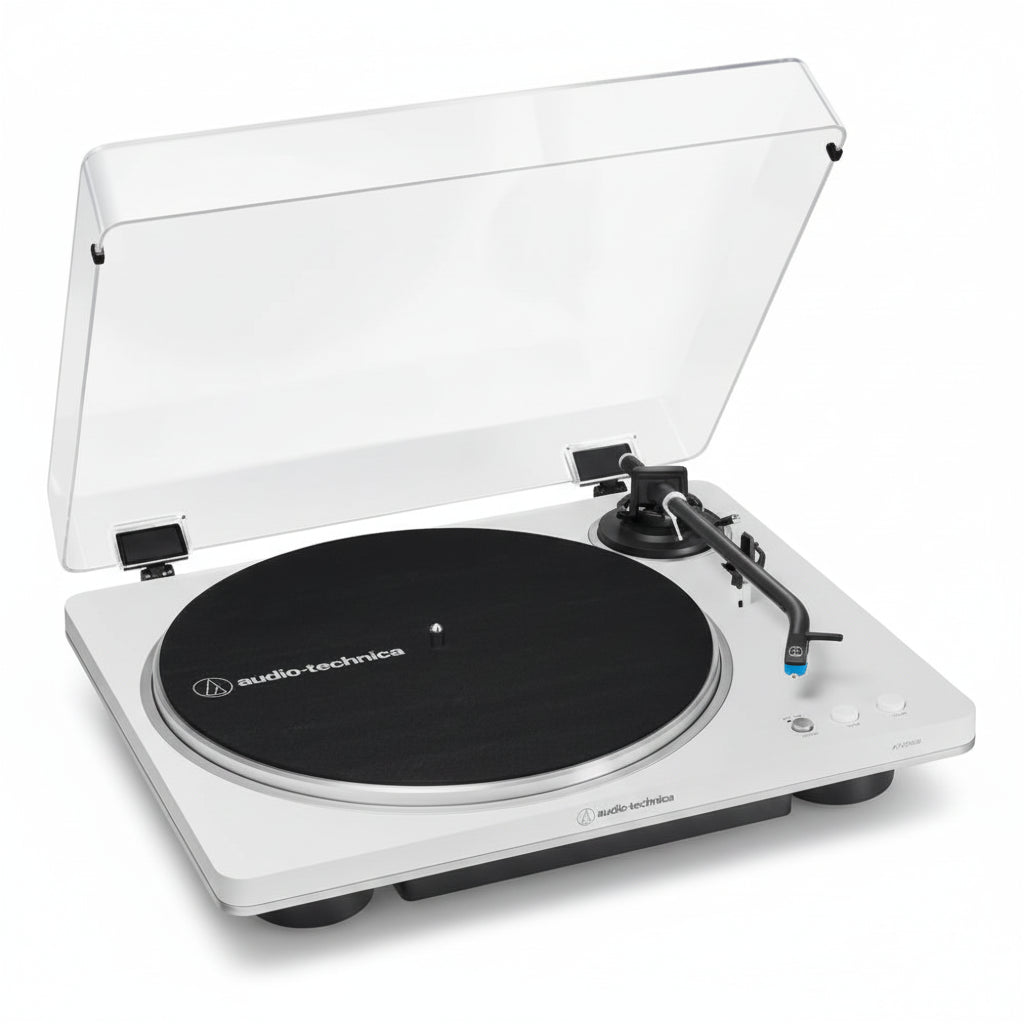 Tornamesa AT-LP70X en uso mostrando diseño compacto y acabado premium