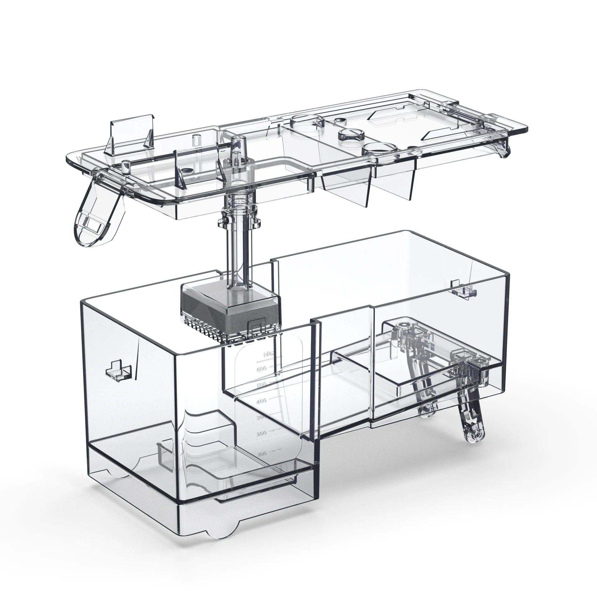 Detalle del tanque de agua de dispensador automático de agua HumminGuru HG011, vista frontal