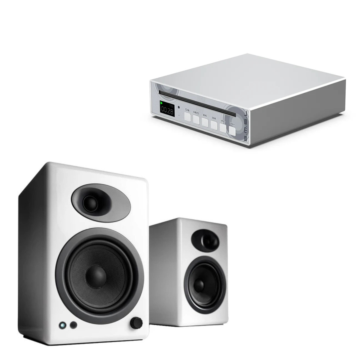 Pack Reproductor de CD PL100 + Parlantes Activos A5+