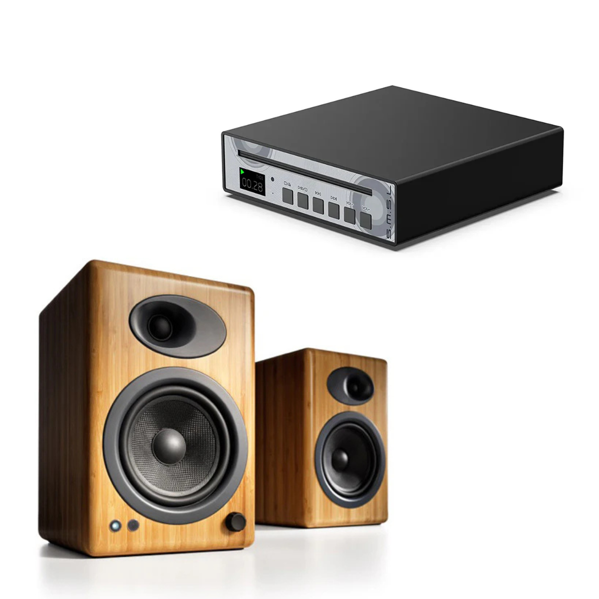 Pack Reproductor de CD PL100 + Parlantes Activos A5+