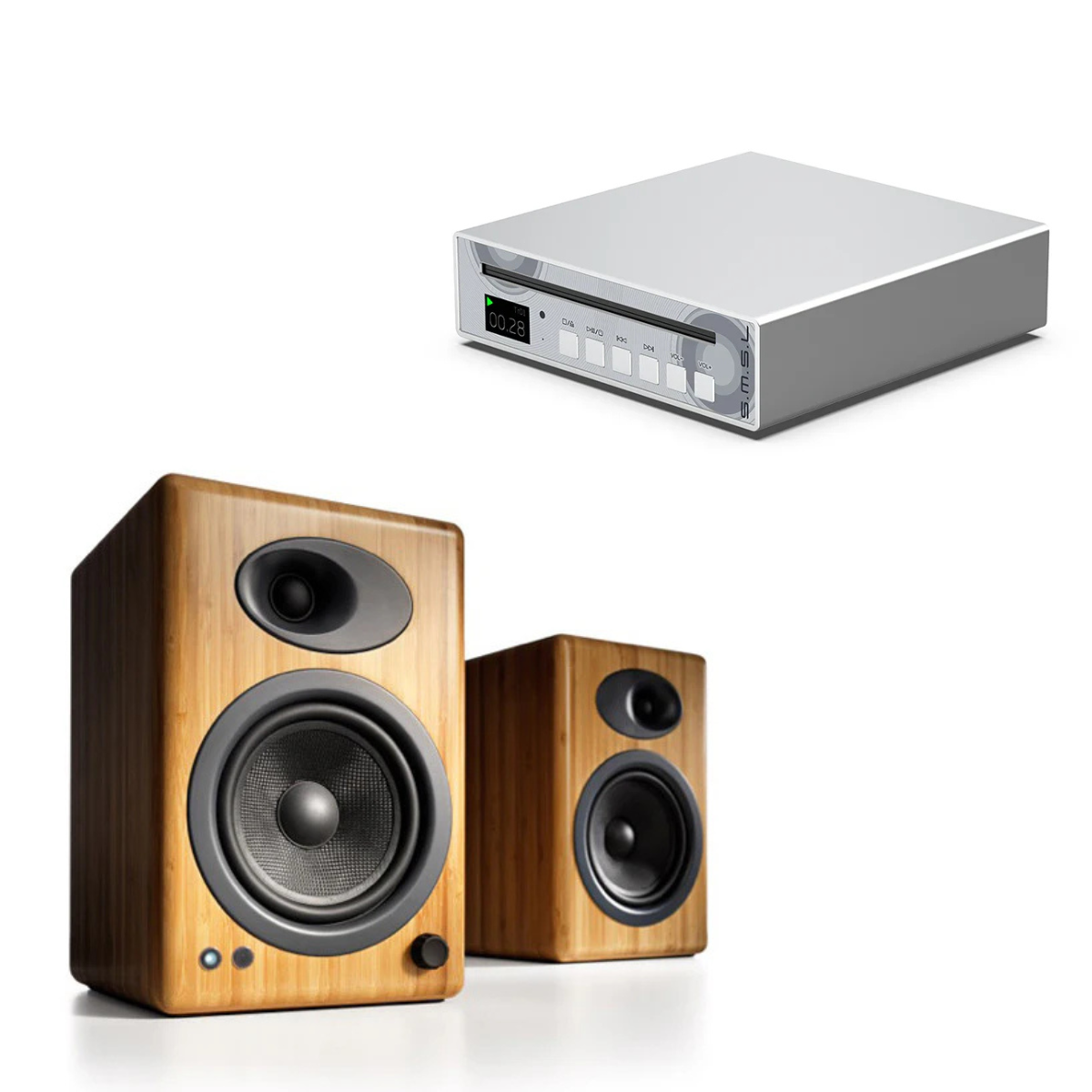 Pack Reproductor de CD PL100 + Parlantes Activos A5+