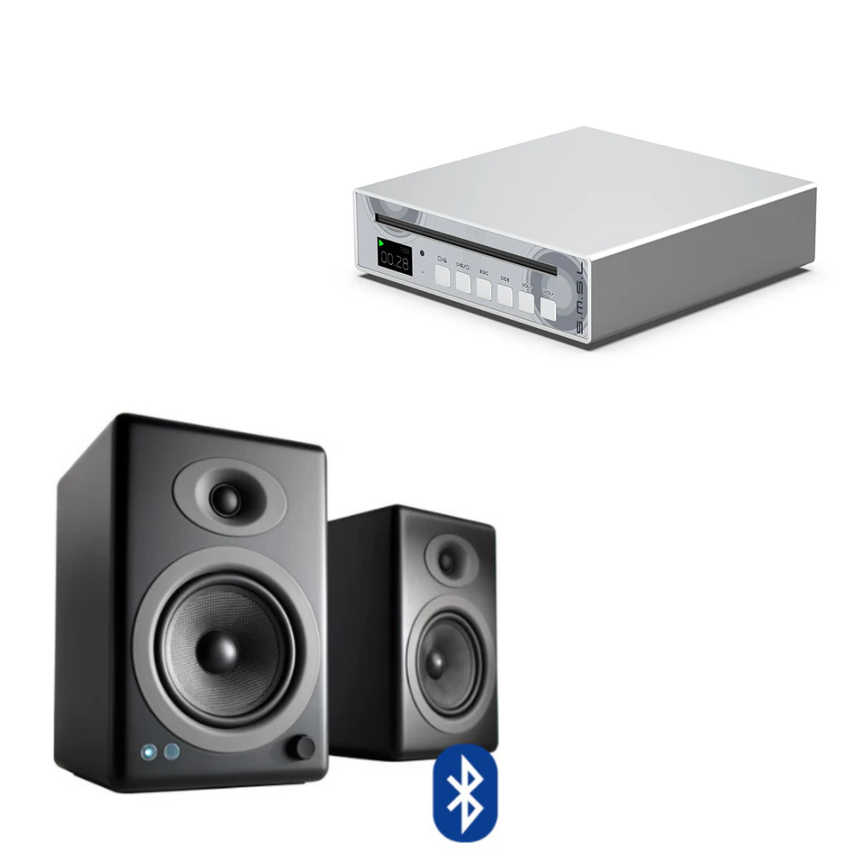 Pack Reproductor de CD PL100 + Parlantes Activos A5+ Wireless