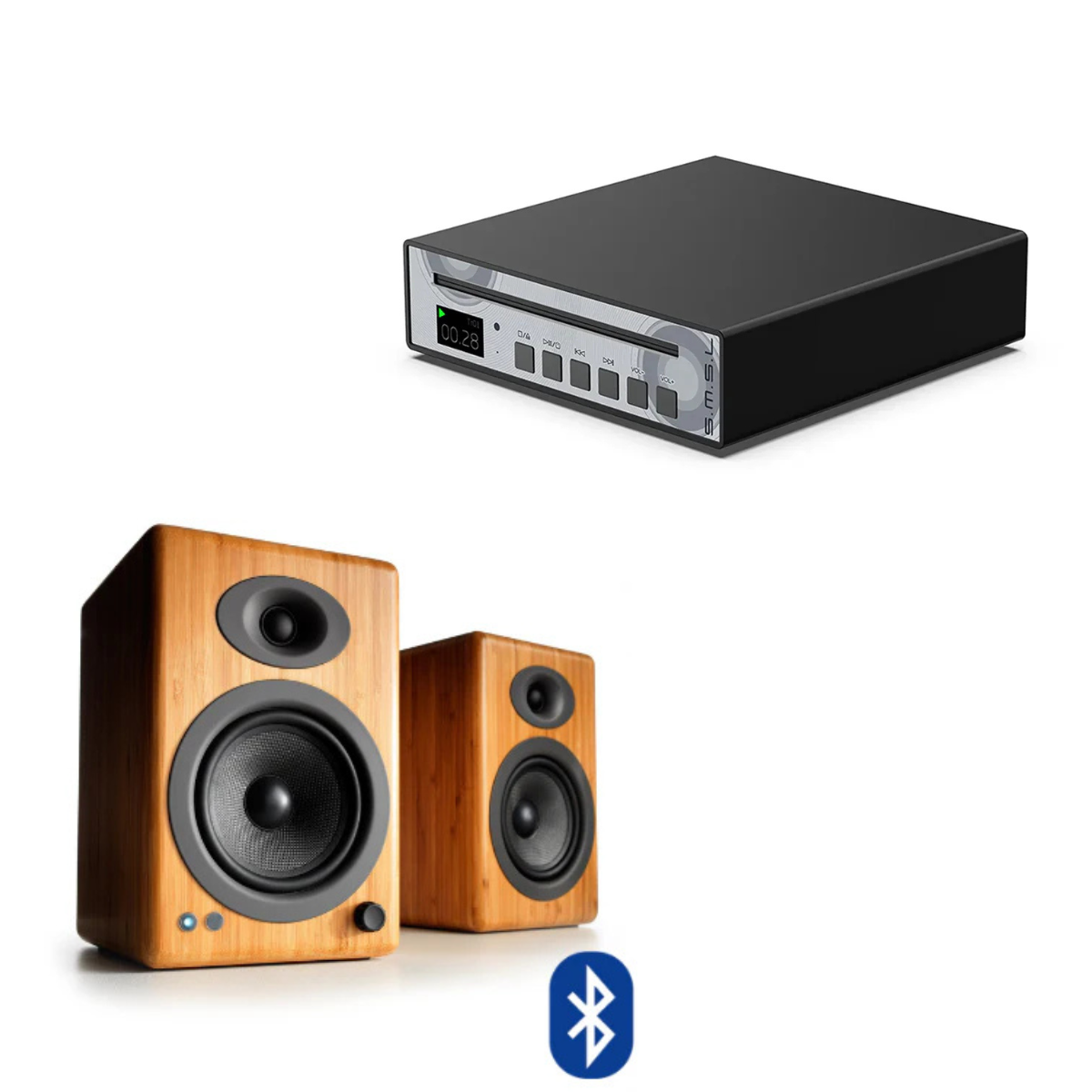 Pack Reproductor de CD PL100 + Parlantes Activos A5+ Wireless