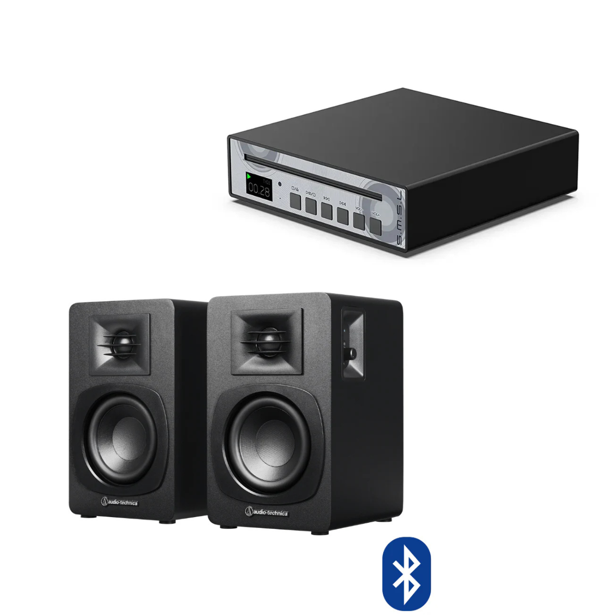 Pack Reproductor de CD PL100 + Parlantes Activos SP3X