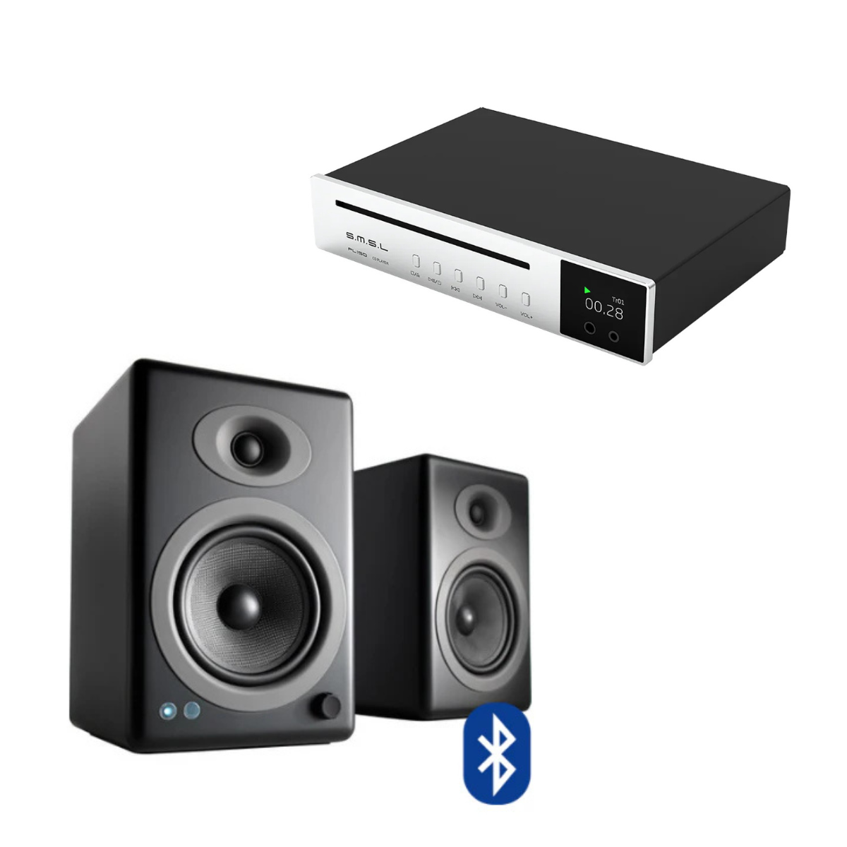 Pack Reproductor de CD PL150 + Parlantes Activos A5+ Wireless