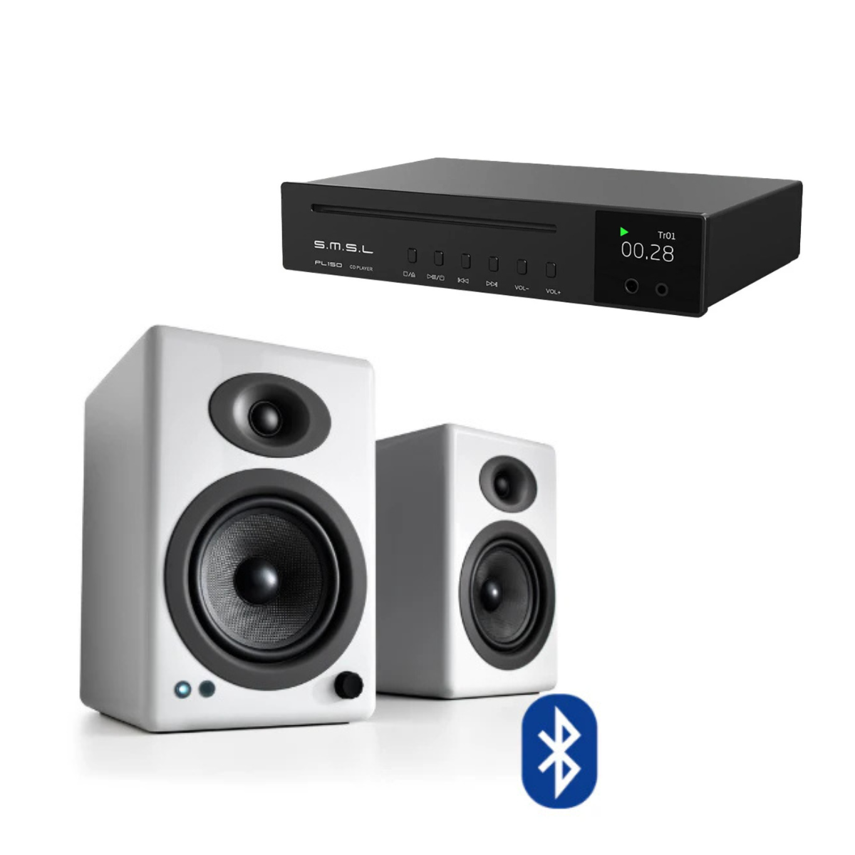 Pack Reproductor de CD PL150 + Parlantes Activos A5+ Wireless