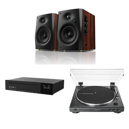Pack Tornamesa AT-LP60X + Reproductor de CD PL150 + Parlantes Activos D1100 (Preventa: despachos desde el 11 de noviembre)