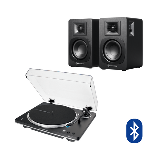Pack tornamesa Audio-Technica AT-LP70XBT y parlantes AT-SP3X (Preventa: despachos desde el 16 de septiembre)