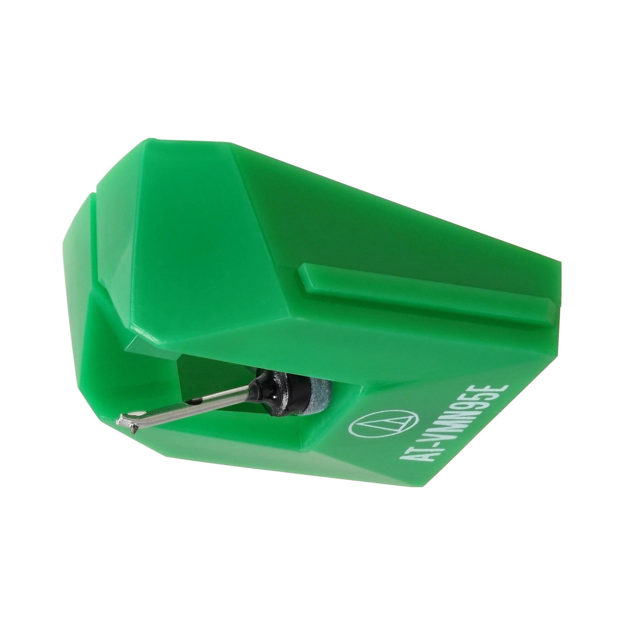 Aguja Audio-Technica AT-VMN95E elíptica para cápsulas VM95, vista de tres cuartos sobre fondo blanco