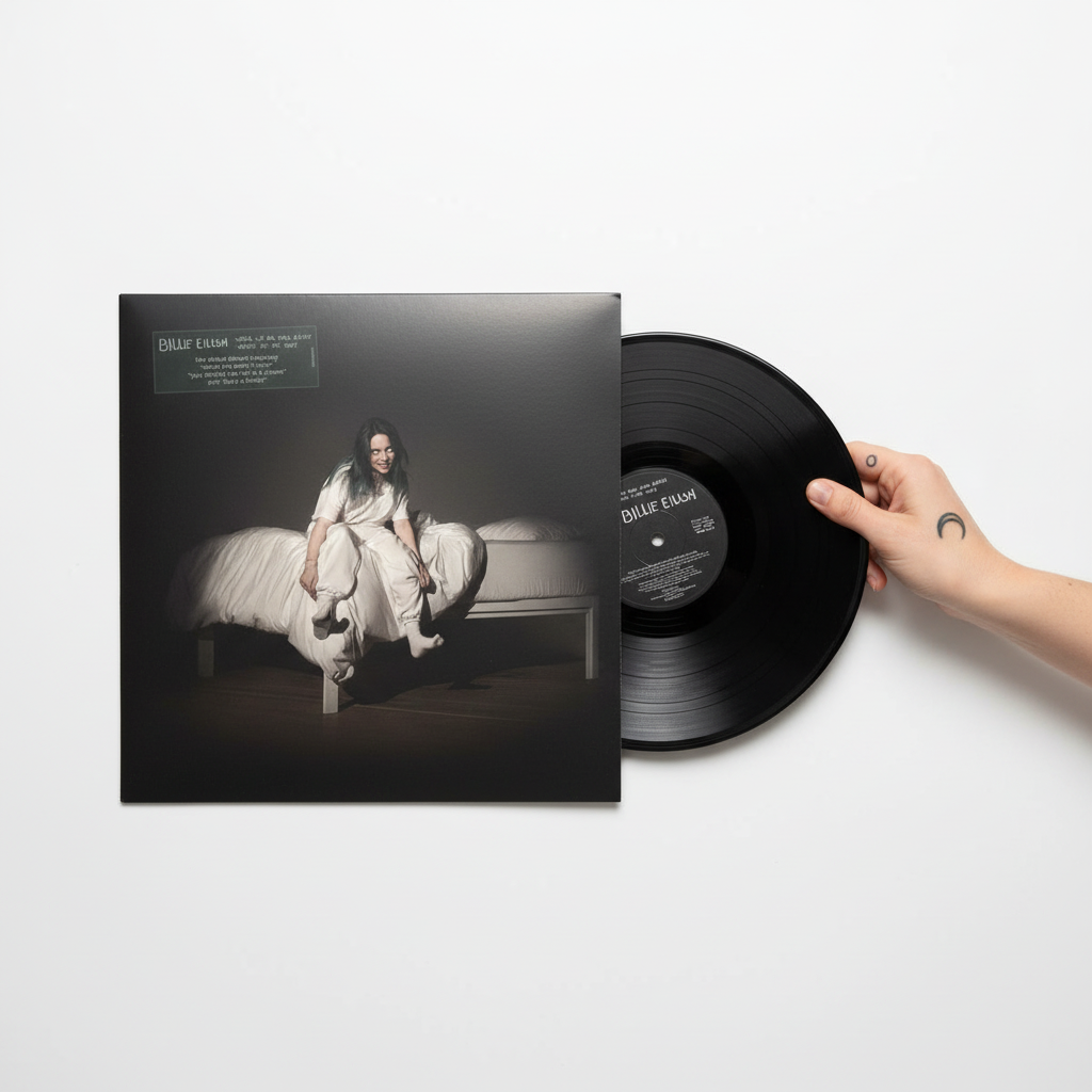 Billie Eilish vinilo siendo sacado