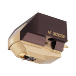 Cápsula MC AT-OC9xSH - Vista frontal con cuerpo de aluminio y aguja Shibata desnuda de alta resolución