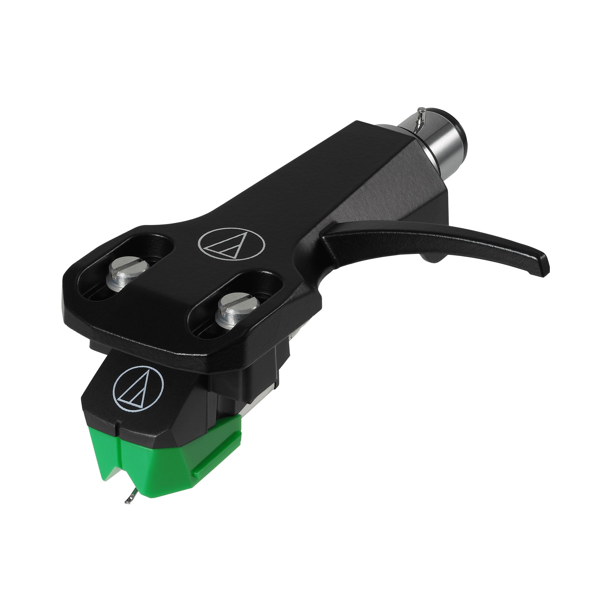 Cápsula Audio-Technica AT-VM95E/H elíptica con portacápsula, otra vista sobre fondo blanco