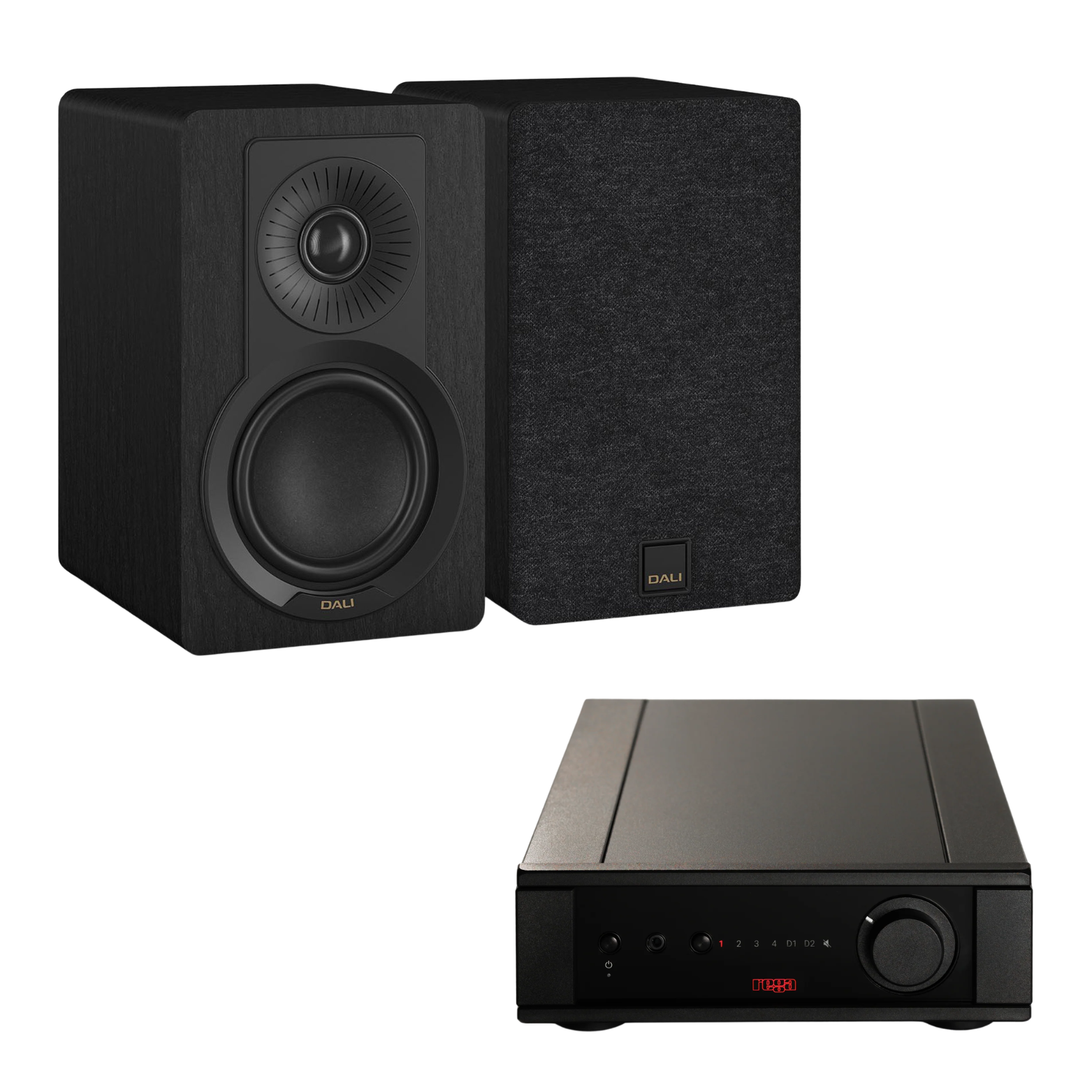 Pack parlantes DALI Kupid con amplificador Rega Brio Mk7 · Negro