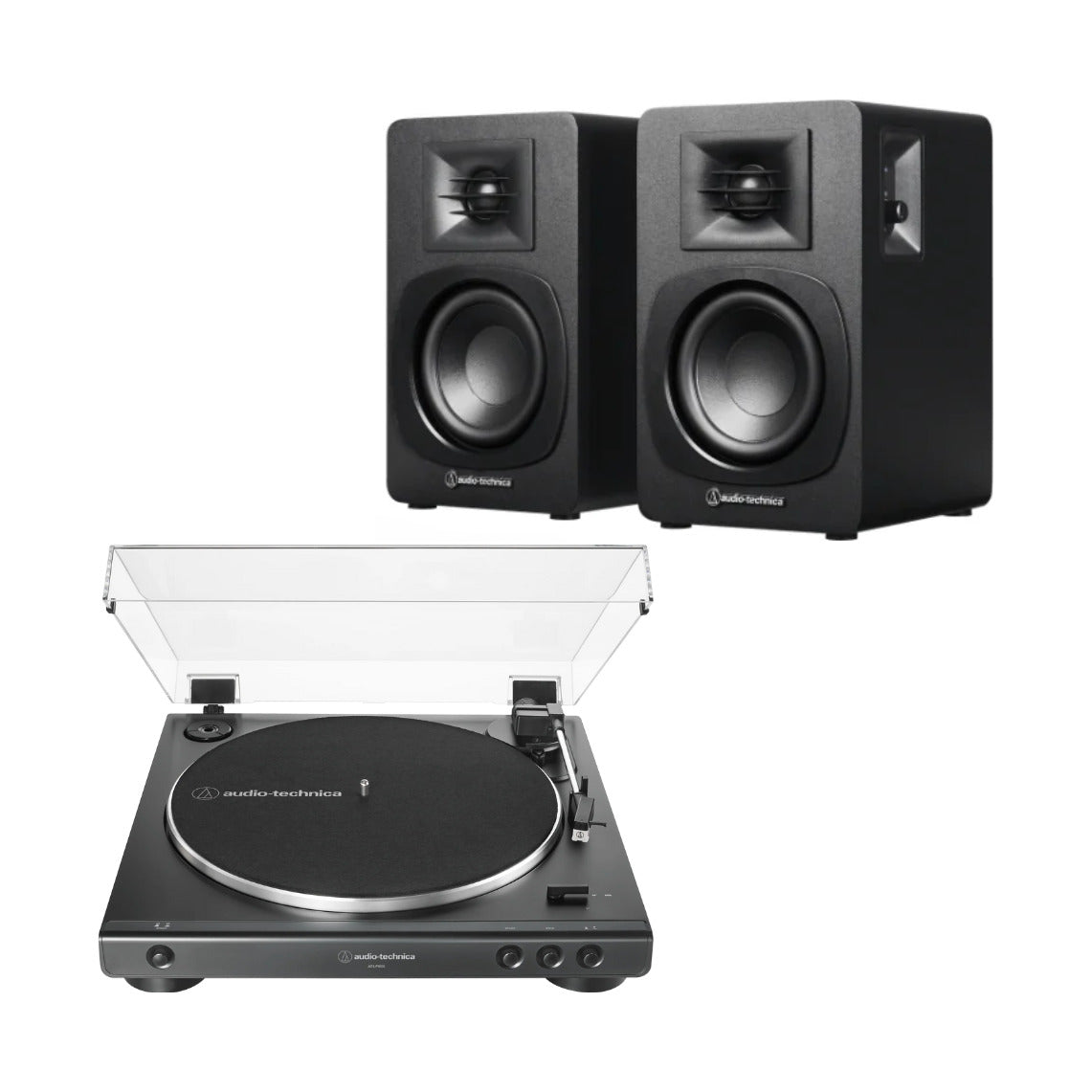 Pack tornamesa AT-LP60X negra + parlantes AT-SP3X Audio-Technica - sistema completo vinilo