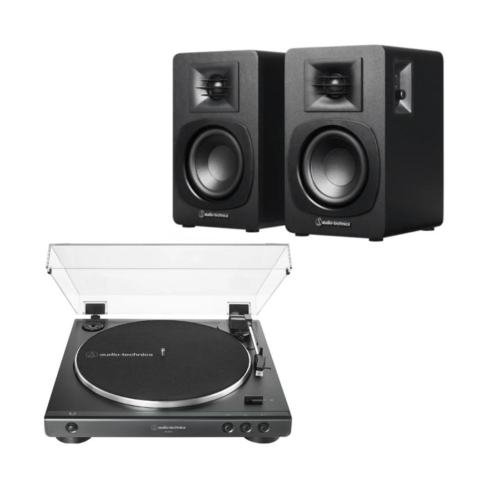 Pack tornamesa AT-LP60X negra + parlantes AT-SP3X Audio-Technica - sistema completo vinilo