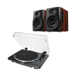 Pack tornamesa AT-LP70X negra automática con parlantes D1100 DSP, sistema Hi-Fi mejorable 62W