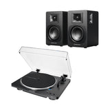 Pack tornamesa AT-LP70X negra automática con parlantes AT-SP3X, sistema compacto mejorable