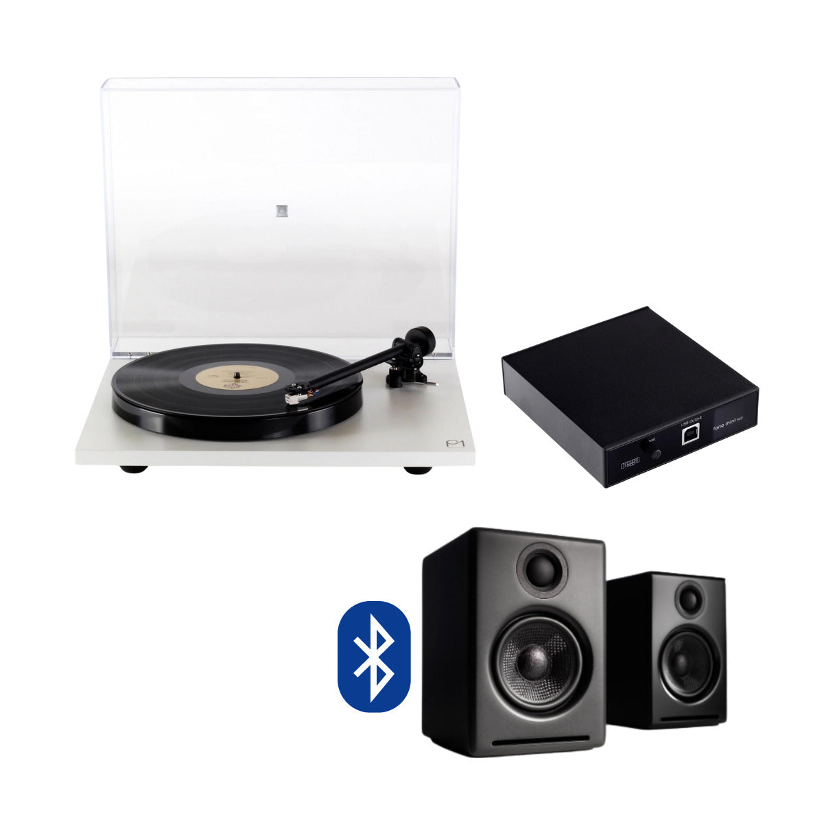 Pack Tornamesa Planar 1 + Pre Fono Mini A2d + Parlantes A2+ Wireless