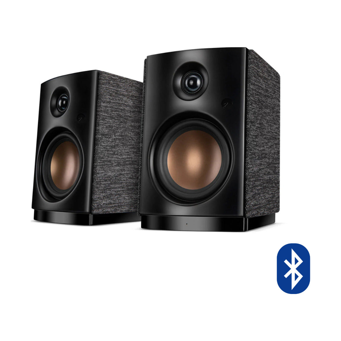 Parlantes Swan OS-10 blancos con Bluetooth, en ángulo