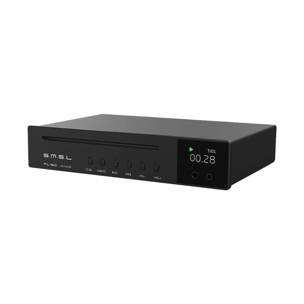 Reproductor de CD SMSL PL150 vista frontal con display LED y controles